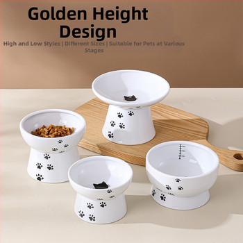 Κονσερβοποιημένο μπολ νιπτήρα για γάτες με σνακ, αντιανατρεπόμενο μπολ ποτίστρας για γάτες, προστασία αυχενικών σπονδύλων, κεραμικό μπολ τροφής για γάτες με ψηλό πόδι