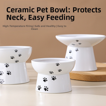 Κονσερβοποιημένο μπολ νιπτήρα για γάτες με σνακ, αντιανατρεπόμενο μπολ ποτίστρας για γάτες, προστασία αυχενικών σπονδύλων, κεραμικό μπολ τροφής για γάτες με ψηλό πόδι