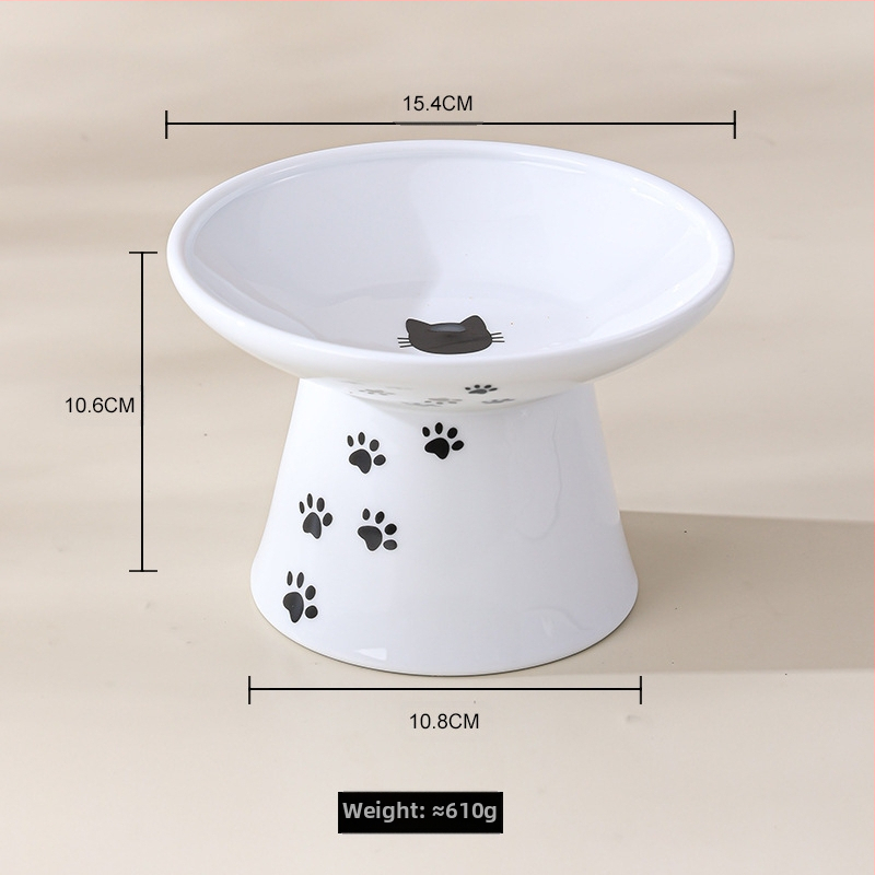 Suupistekonserveeritud kassikauss, ümberminekuvastane lemmikloomade joogikauss, kaelalülisid kaitsev, kõrge jalaga keraamiline kassitoidukauss