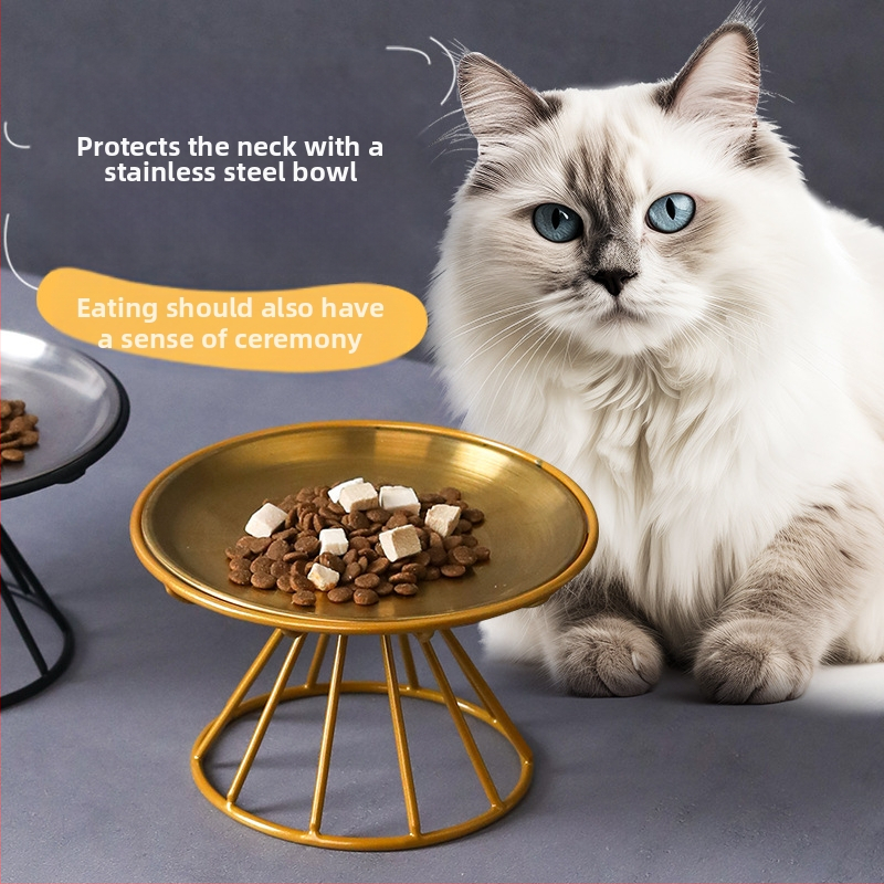 Piiriülene roostevabast terasest kassikauss, lemmikloomakauss, kassitoidukauss, riisikauss, kassitaldrik, konservtaldrik, suupistetaldrik, kõrge kaelakaitsega kronstein