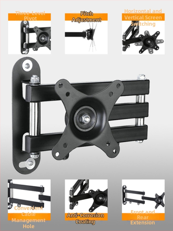 Suport monitor telescopic rotativ, montat pe perete, comutare ecran orizontală și verticală, universal, 17, 24, 27, 32 inch, montat pe perete