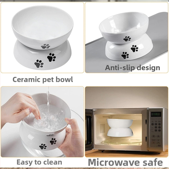 Διασυνοριακό χονδρικό μπολ ποτίστρας για κατοικίδια με αντικραδασμικό μπολ τροφής για γάτες με ψηλό πλάγιο κεραμικό μπολ για γάτες, μπολ για σκύλους με προστασία λαιμού
