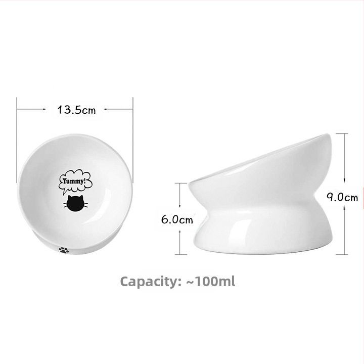 Piiriülene hulgimüügi lemmikloomade joogikauss, löögikindel kassitoidukauss, kõrge jalaga kaldus keraamiline kassikauss, koerakauss, kaelakaitse