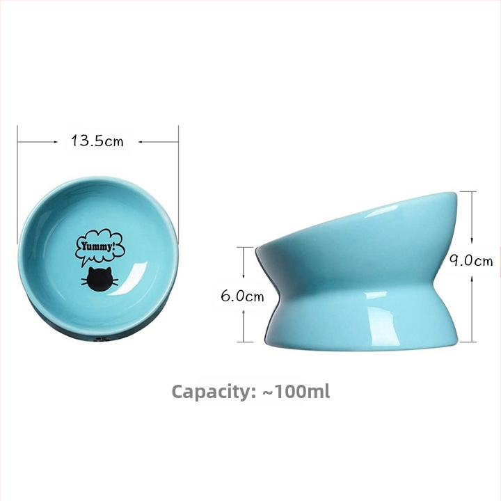 Piiriülene hulgimüügi lemmikloomade joogikauss, löögikindel kassitoidukauss, kõrge jalaga kaldus keraamiline kassikauss, koerakauss, kaelakaitse