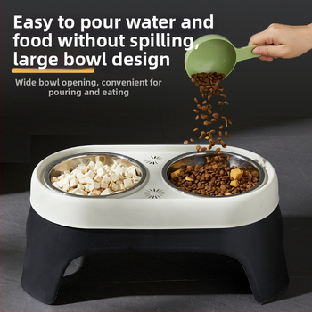 Νέα υπερυψωμένη λεκάνη για σκύλους, λεκάνη ταΐσματος πόσιμου νερού, αντικραδασμική λεκάνη τροφής από ανοξείδωτο ατσάλι, λεκάνη ρυζιού για γάτες σε απόθεμα χονδρικής