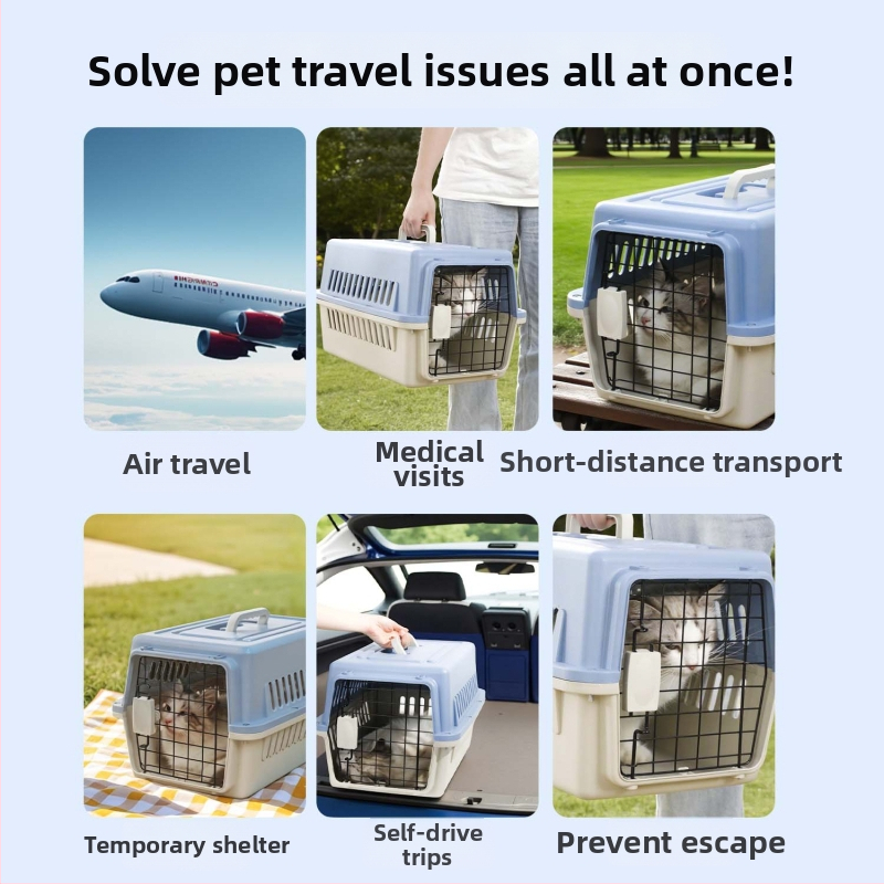 Специална клетка за котки в самолета, клетка за котки, клетка за кучета с голям капацитет за монтиране в кола, преносима кутия за транспортиране на домашни любимци за малки и средни кучета