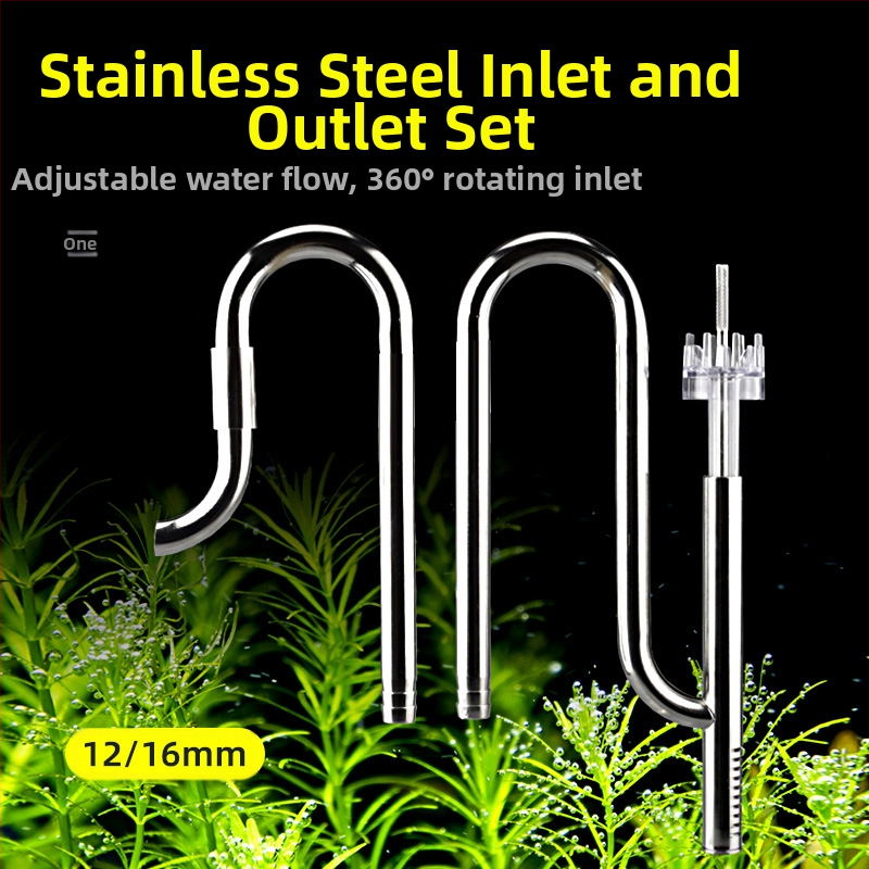 Аксесоари за аквариум за трева, вход и изход от неръждаема стомана за отстраняване на маслено фолио, филтър за аквариум за трева, кофа, оборудване, водопровод