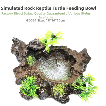 Άμεσες πωλήσεις εργοστασίων για διακόσμηση ενυδρείου ψαριών, προσομοιωμένη λεκάνη νερού από ρητίνη με συρρέουσα χελώνα, πιάτο σίτισης κατοικίδιων ζώων, πιάτο συρρέουσας χελώνας