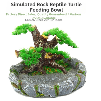 Άμεσες πωλήσεις εργοστασίων για διακόσμηση ενυδρείου ψαριών, προσομοιωμένη λεκάνη νερού από ρητίνη με συρρέουσα χελώνα, πιάτο σίτισης κατοικίδιων ζώων, πιάτο συρρέουσας χελώνας
