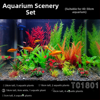 Πλήρες σετ διακόσμησης ενυδρείου με προσομοίωση νερού και χόρτου, κοστούμι ενυδρείου από πλαστικό ψεύτικο φύκι, τεμπέλης συσκευασία χονδρικής