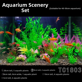Πλήρες σετ διακόσμησης ενυδρείου με προσομοίωση νερού και χόρτου, κοστούμι ενυδρείου από πλαστικό ψεύτικο φύκι, τεμπέλης συσκευασία χονδρικής