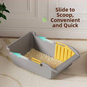 Μεγάλη αμμολεκάνη για γάτες ημικλειστή με αποσπώμενο κουβά, τουαλέτα για γάτες, αντι-ύψος, εξωτερική λεκάνη για πιτσιλιές, χονδρική