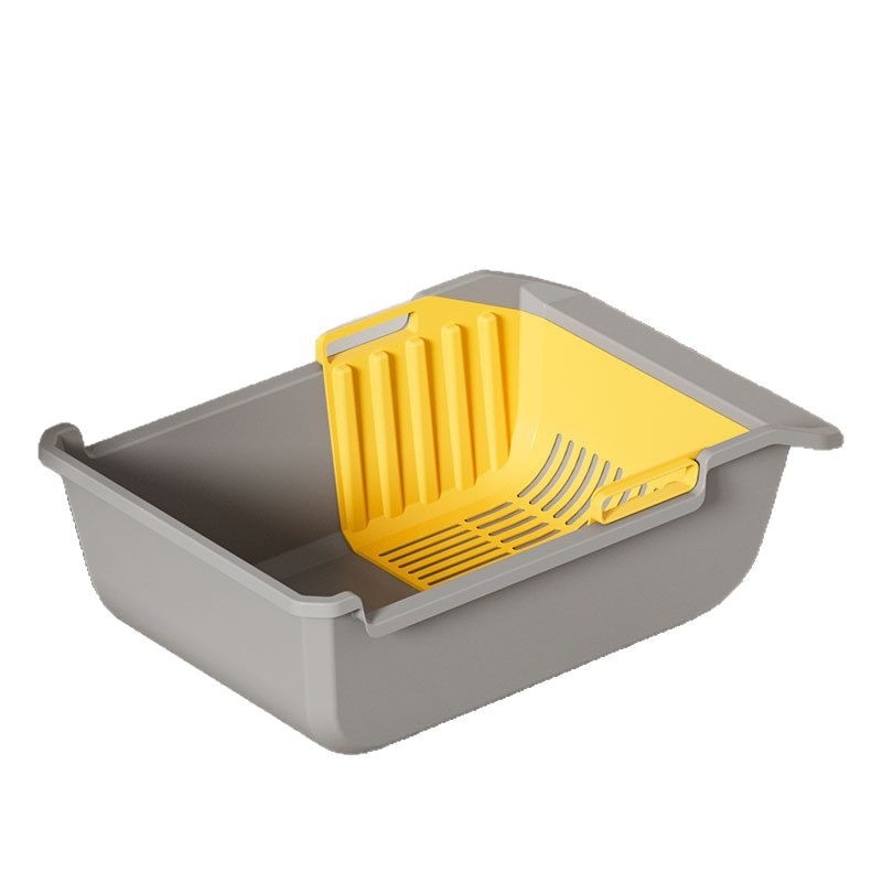 Suur kassiliivkast poolsuletud ämbriga, eemaldatav kassi tualett, kõrgusvastane tara, väline pritsmetega kassi väljaheidete bassein, hulgimüük