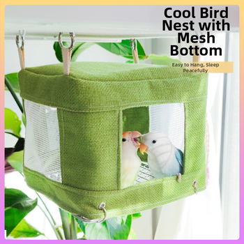 Papagoi roostevabast terasest põhjavõrk, lahe maja suvine linnupesa, rippuv linnupesa, hingav põhjavõrk, magamistelgi linnumänguasi