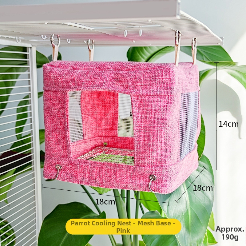 Papagoi roostevabast terasest põhjavõrk, lahe maja suvine linnupesa, rippuv linnupesa, hingav põhjavõrk, magamistelgi linnumänguasi