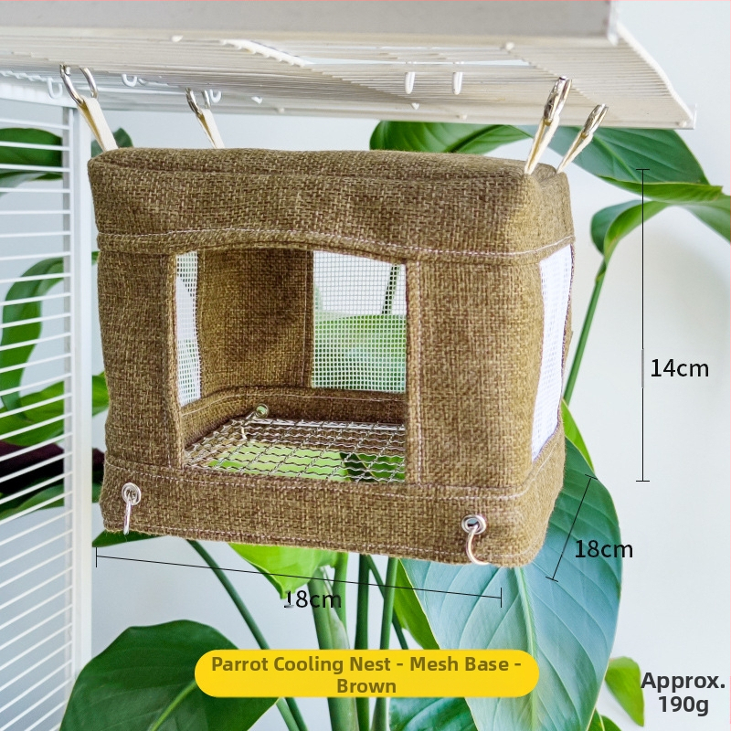 Papagoi roostevabast terasest põhjavõrk, lahe maja suvine linnupesa, rippuv linnupesa, hingav põhjavõrk, magamistelgi linnumänguasi