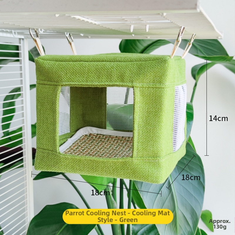 Papagoi roostevabast terasest põhjavõrk, lahe maja suvine linnupesa, rippuv linnupesa, hingav põhjavõrk, magamistelgi linnumänguasi