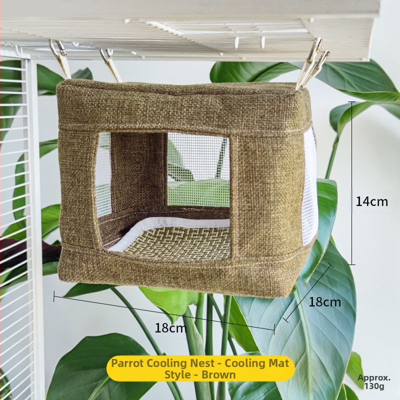 Papagoi roostevabast terasest põhjavõrk, lahe maja suvine linnupesa, rippuv linnupesa, hingav põhjavõrk, magamistelgi linnumänguasi