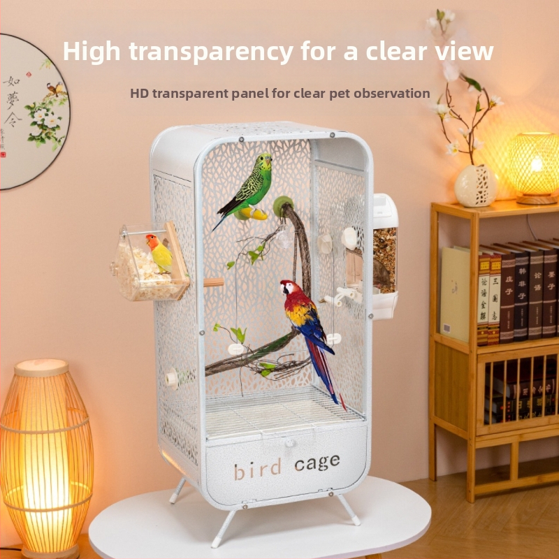 Nová priehľadná klietka pre papagáje, panoramatická akrylová klietka, odolná voči striekajúcej vode, okrasná vila, domáca klietka pre vtáky, veľkoobchodná vystavovacia klietka