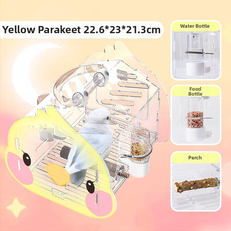 Lemmiklooma Shang Tian papagoi puuriga Läbipaistev väljasõidupuur Linnuvaatluspuur Tiigri nahast pojengist Xuan Fengi dekoratiivne akrüül väljasõidupuur