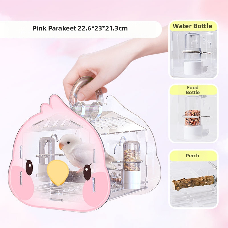 Lemmiklooma Shang Tian papagoi puuriga Läbipaistev väljasõidupuur Linnuvaatluspuur Tiigri nahast pojengist Xuan Fengi dekoratiivne akrüül väljasõidupuur