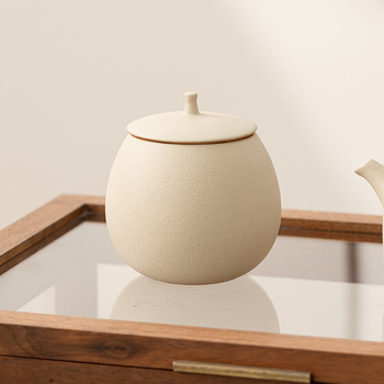 Μπεζ κεραμικό δοχείο τσαγιού, άδειο δοχείο, μικρό σφραγισμένο δοχείο, μαύρο τσάι Pu\'Er Longjing, δοχείο τσαγιού για οικιακή χρήση, ανθεκτικό στην υγρασία δοχείο αποθήκευσης