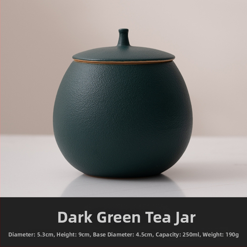 Bézs kerámia teáskanna, üres doboz, kis lezárt doboz, háztartási fekete tea, pu'er longjing tároló teadoboz, nedvességálló tárolódoboz