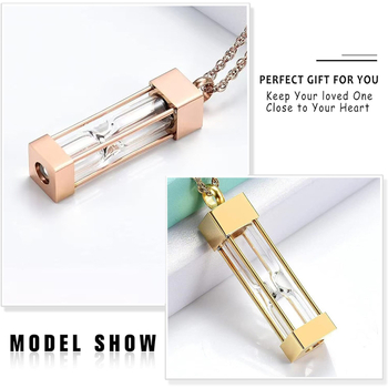 Amazon Hot Hourglass Ashes Κρεμαστό Τετράγωνο Κυλινδρικό Ανοξείδωτο Ατσάλι Μνημείο Pet Family Ashes Κολιέ Κρεμαστό