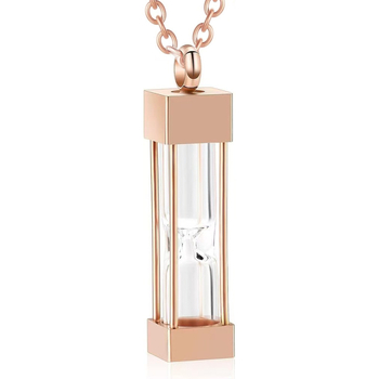 Amazon Hot Hourglass Ashes Κρεμαστό Τετράγωνο Κυλινδρικό Ανοξείδωτο Ατσάλι Μνημείο Pet Family Ashes Κολιέ Κρεμαστό