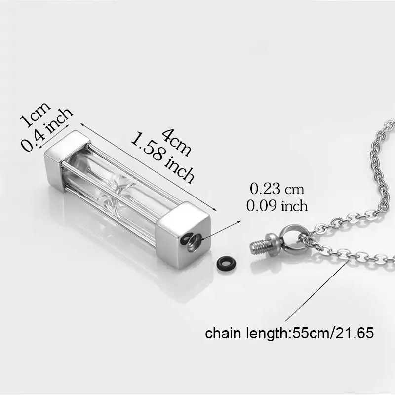 Amazoni kuuma liivakella tuhast ripats, silindriline roostevabast terasest mälestus lemmikloomade perekonna tuhast kaelakee ripats