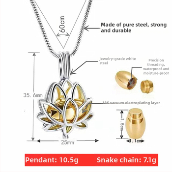 Η Ευρώπη και οι Ηνωμένες Πολιτείες διασυνοριακά κολιέ λουλουδιών σε σχήμα λωτού, κοίλο μπουκάλι αρώματος, κρεμαστό κόσμημα μαλλιών, αναμνηστική τεφροδόχος μπορεί να ανοίξει