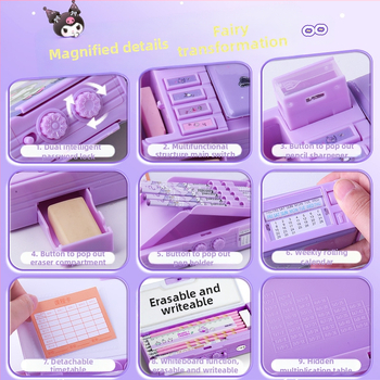 Ärge ostke kodumaise e-kaubanduse jaoks】Multifunktsionaalne kirjatarvete karp, ehtne Sanrio tüdrukute kombineeritud lukuga pliiatsiümbris mehhanismiga