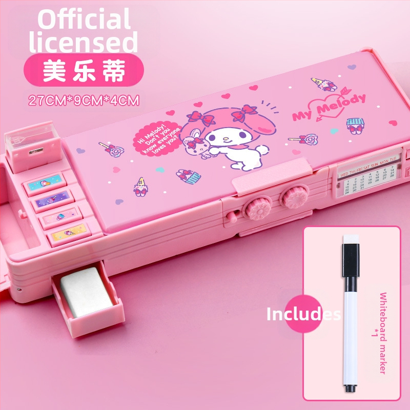 Ärge ostke kodumaise e-kaubanduse jaoks】Multifunktsionaalne kirjatarvete karp, ehtne Sanrio tüdrukute kombineeritud lukuga pliiatsiümbris mehhanismiga