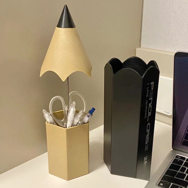 Zīmuļa formas pildspalvu konteineri studentiem, radošs galds ar vāku, putekļu necaurlaidīgs kancelejas preču uzglabāšanas pildspalvu kaste, uzglabāšanas spainis, kosmētikas otu kaste