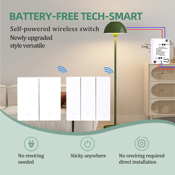Tarpvalstybinis populiarus savaime generuojantis belaidis jungiklis naudojimui namuose, vieno valdymo į dvigubą valdymą, kelių valdiklių valdymas, be baterijų, be laidų, galima prijungti pagal pageidavimą