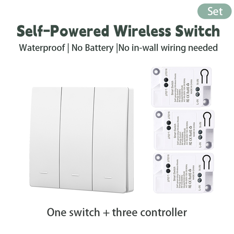 Tarpvalstybinis populiarus savaime generuojantis belaidis jungiklis naudojimui namuose, vieno valdymo į dvigubą valdymą, kelių valdiklių valdymas, be baterijų, be laidų, galima prijungti pagal pageidavimą