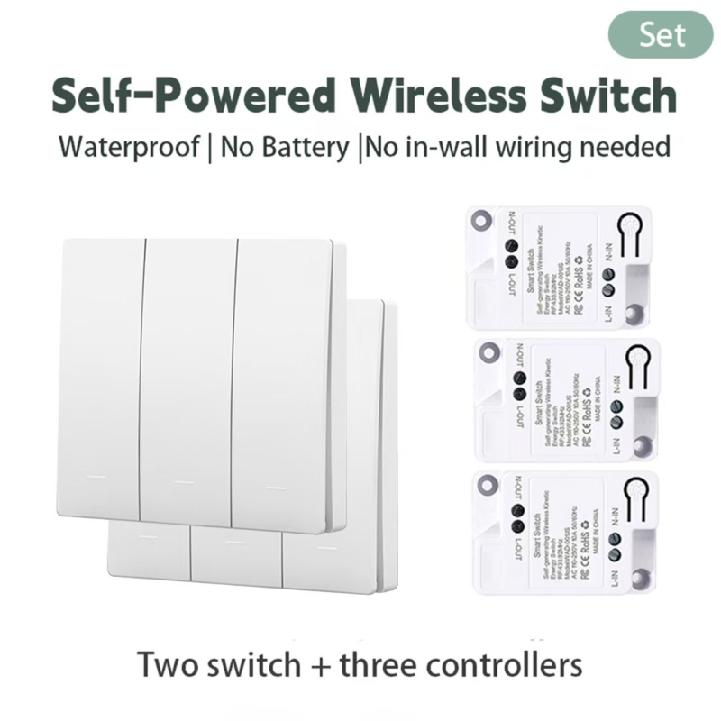 Tarpvalstybinis populiarus savaime generuojantis belaidis jungiklis naudojimui namuose, vieno valdymo į dvigubą valdymą, kelių valdiklių valdymas, be baterijų, be laidų, galima prijungti pagal pageidavimą