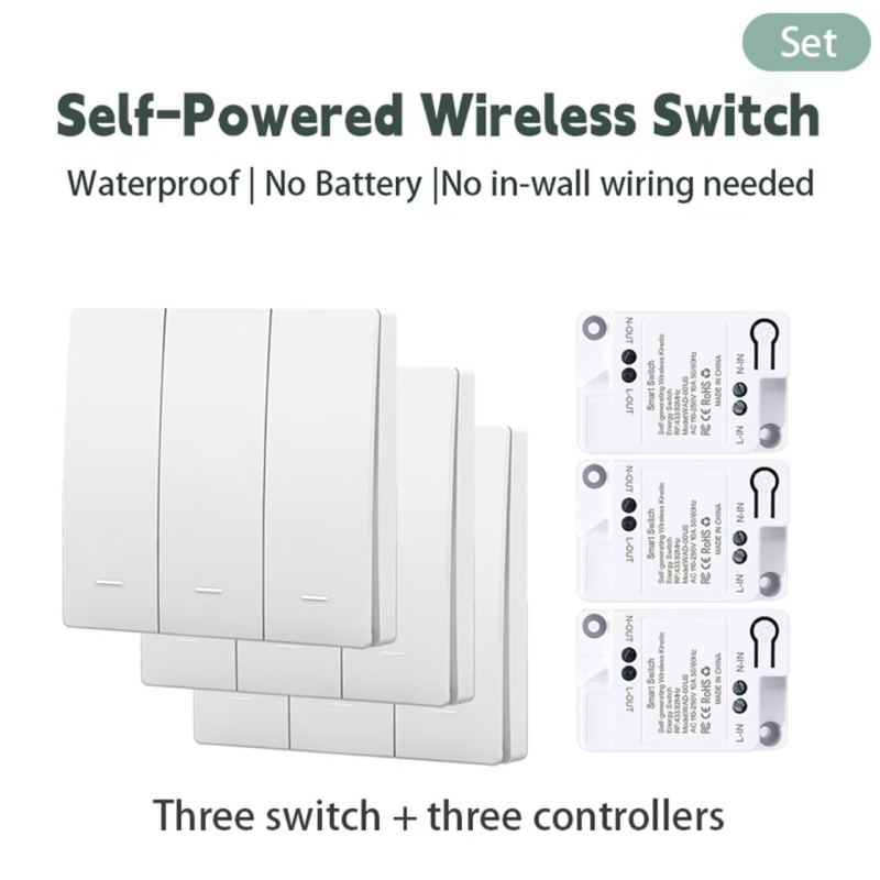 Tarpvalstybinis populiarus savaime generuojantis belaidis jungiklis naudojimui namuose, vieno valdymo į dvigubą valdymą, kelių valdiklių valdymas, be baterijų, be laidų, galima prijungti pagal pageidavimą