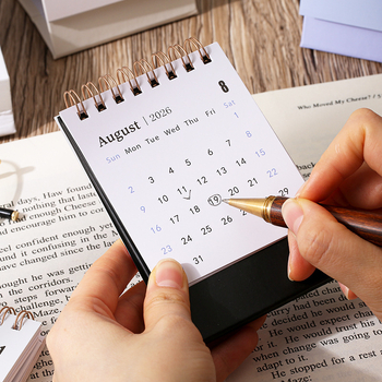 Mažas angliškas stalo kalendorius „CrossBorder“, 2026 m., paprastas, vientisos spalvos „Morandi“ kalendorius, stalinis priminimas, žinutė, mažas ornamentas