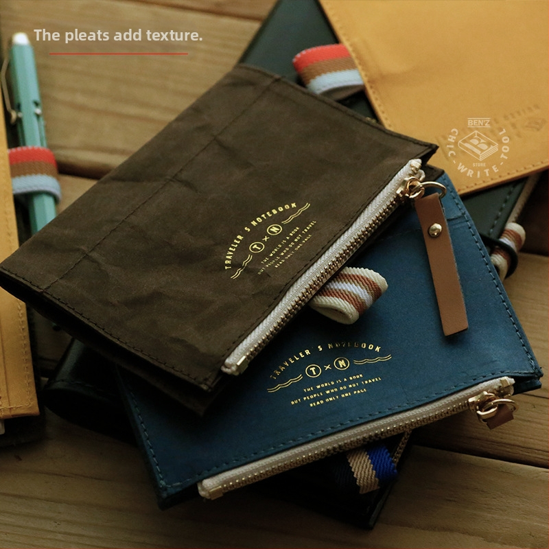 Чанта за съхранение с цип Multi-TN, аксесоари, хартиена книга DuPont, измита телешка кожа, чанта за банкноти, обграждаща