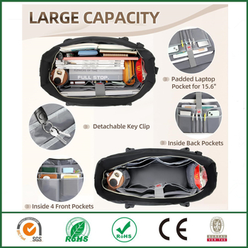 „Cross Border“ 15,6 colio moteriškas nešiojamojo kompiuterio krepšys, didelis rankinukas, verslo biuro darbo krepšys, portfelis