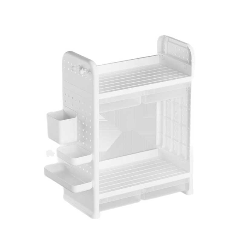 Egyszerű, könnyű, luxus, többrétegű, réteges tárolóállvány fiókos lyuktáblás tárolóállvánnyal diákotthoni kollégiumi tanulószobába