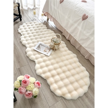 Imitație de blană de iepure dormitor noptieră covor fete noptieră cu bule de pluș podea covoraș Bay Window covoraș living cameră masă de cafea canapea pernă