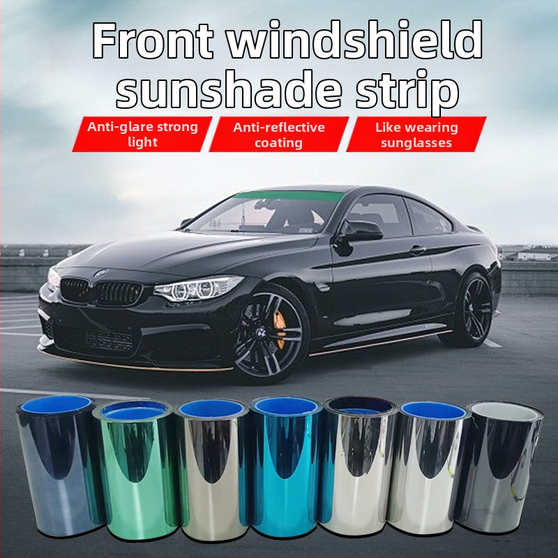 Eesmine päikesesirmkile, peegeldav isolatsioonikile, dekoratiivriba, päikesesirm, poolhaagise esiklaas, veoauto auto päikesekaitsekile