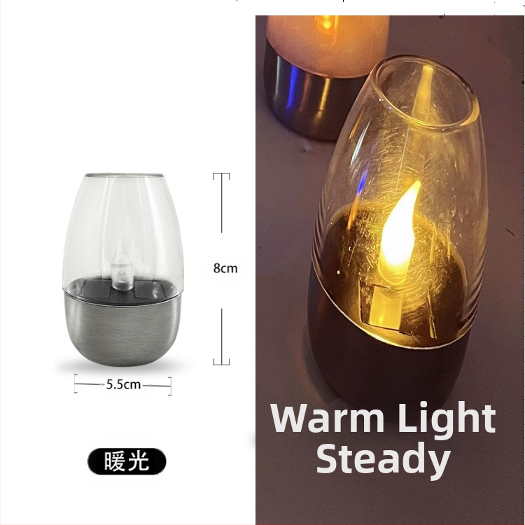 ♡Keresztbe helyezhető napelemes kültéri udvari LED-es rozsdamentes acél gyertyafény, gyepteraszra épített éjszakai fény, halloweeni fény