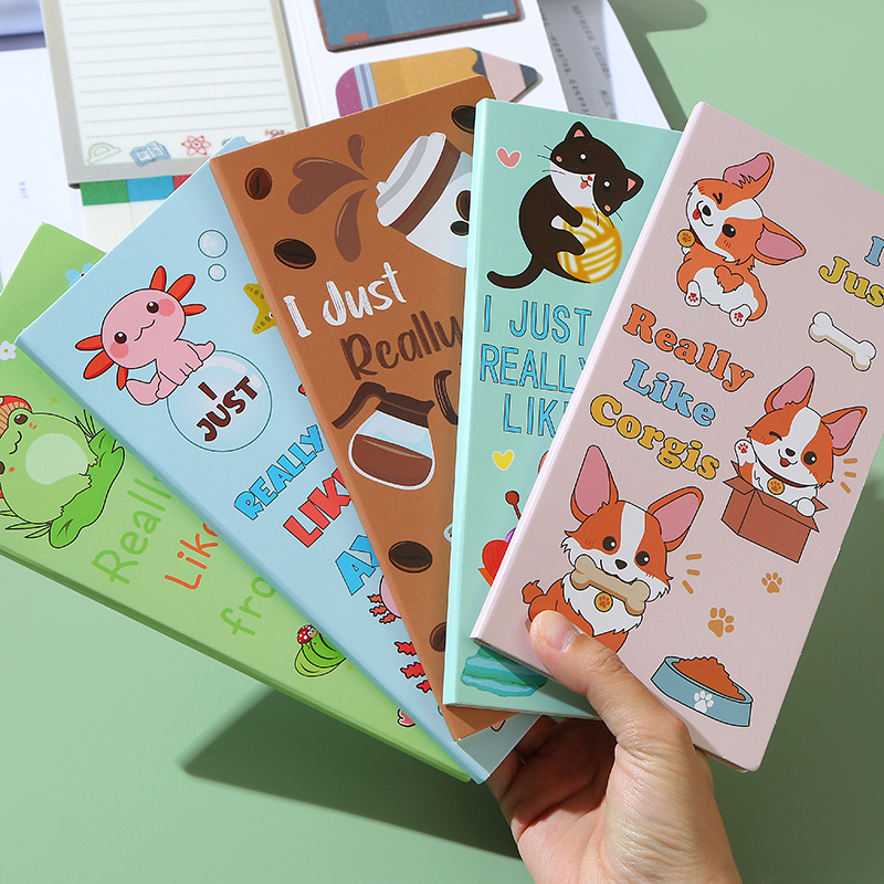 Piiriülene koomiksilooma kombinatsioon lemmiklooma post-it märkmed õpilase lastele punch käes konto plaan see erikujuline märkmekleebis