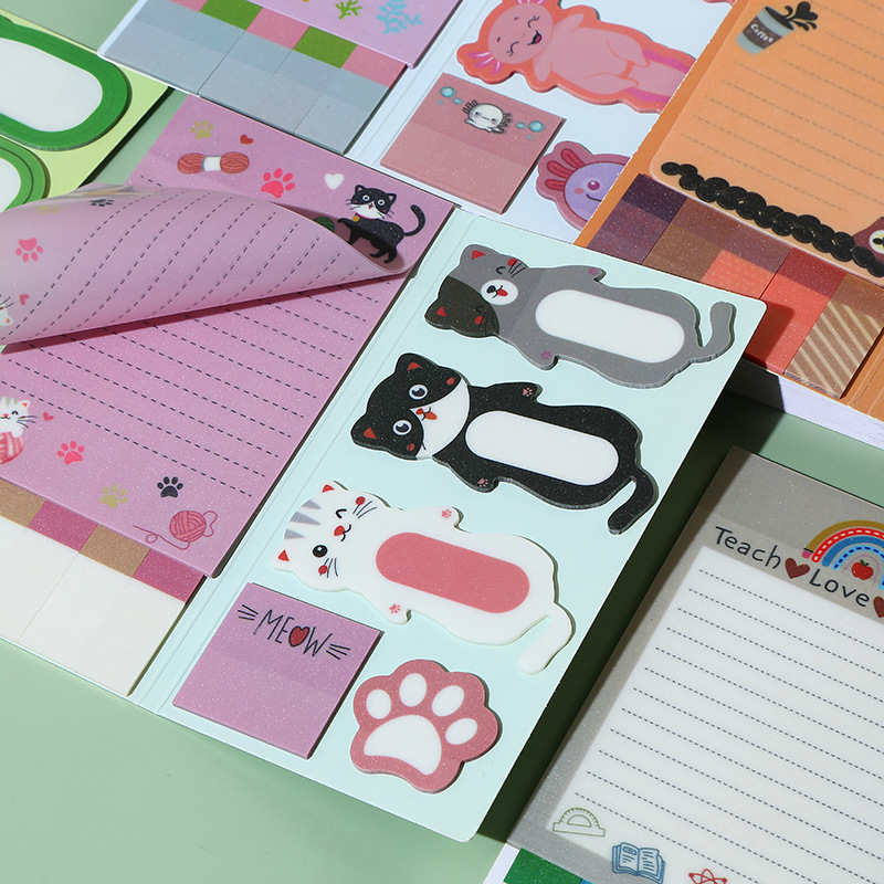 Piiriülene koomiksilooma kombinatsioon lemmiklooma post-it märkmed õpilase lastele punch käes konto plaan see erikujuline märkmekleebis