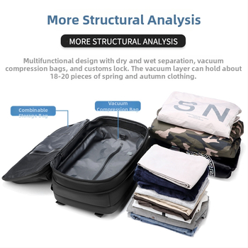 Qijie új vákuumos kompressziós hátizsákja, férfi hátizsák, száraz és nedves elválasztású, lopásgátló számítógépes táska, üzleti, alkalmi hátizsák