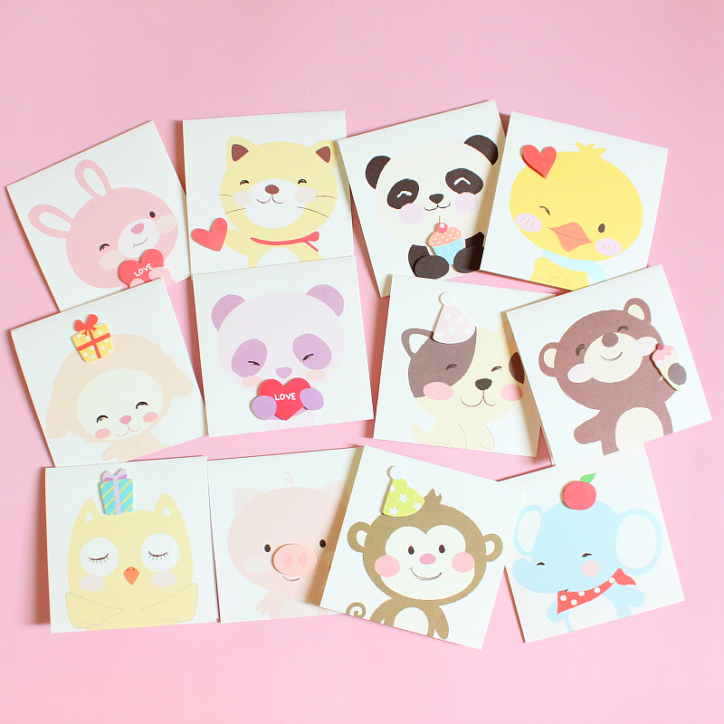 Koomiksist armas loominguline kolmemõõtmeline väike kaart lastepäeva õnnistuseks tänu sünnipäevaks, üldine kingitus, väike kaart