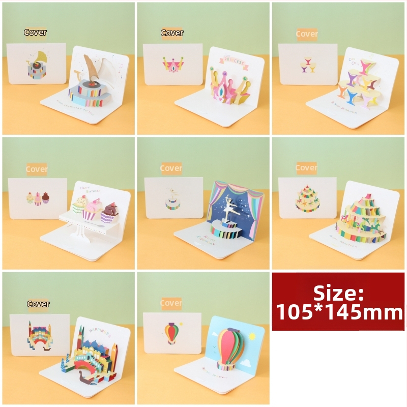 Koomiksist armas loominguline kolmemõõtmeline väike kaart lastepäeva õnnistuseks tänu sünnipäevaks, üldine kingitus, väike kaart